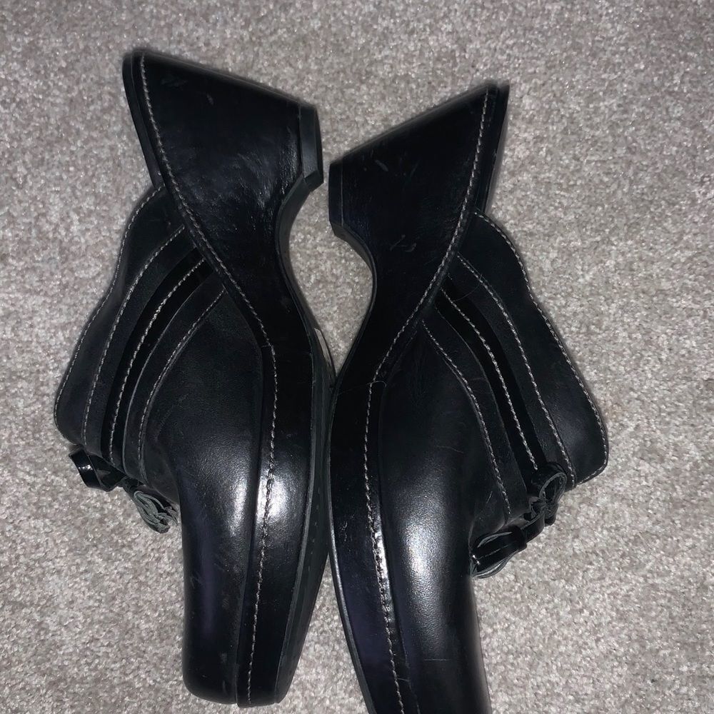ECCO Black leather slip on heeled loafers 40 - Picture 4 of 10